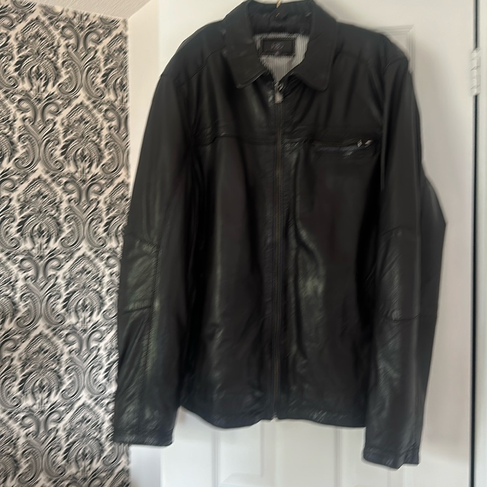Men’s black, leather jacket, designer or best reasonable offer